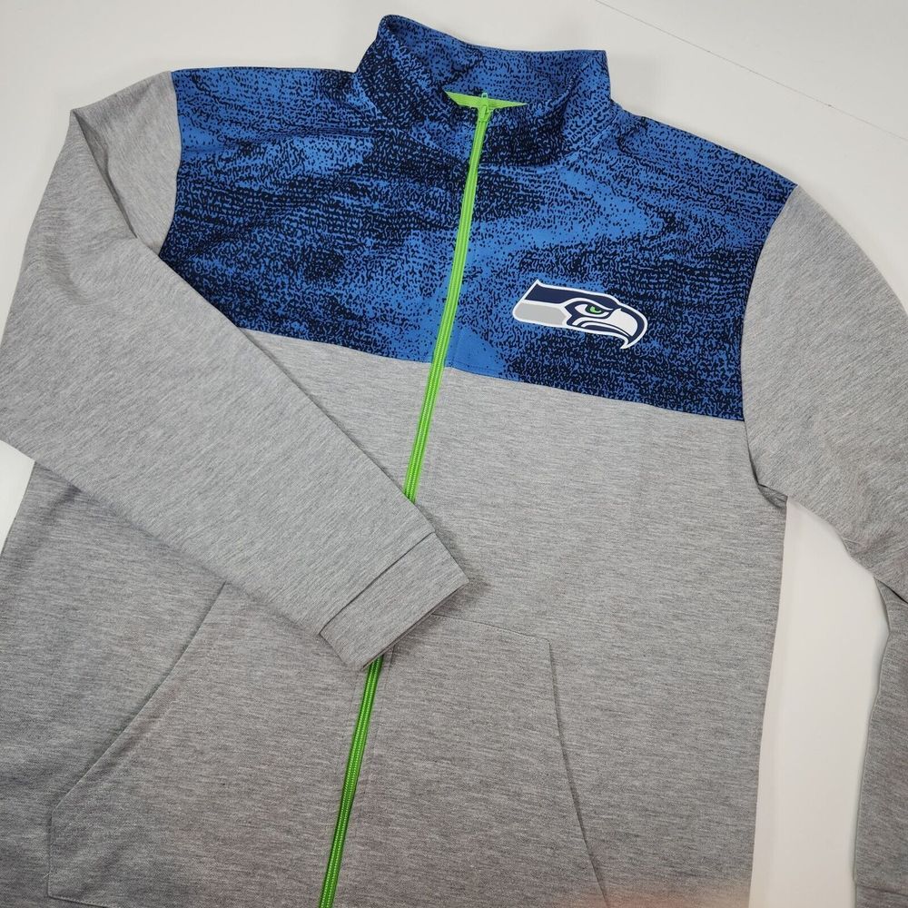 NFL‎ Team Aperral Seattle Seahawks Mens L Zip Up Sweatshirt Football